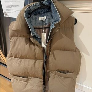 Bluivy Brown Puffer Vest with Denim Lining